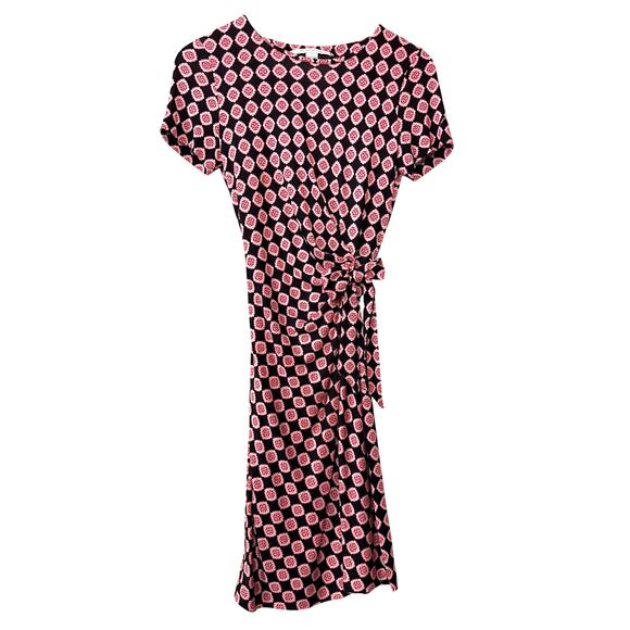 DVF 100% Silk Zoe Wrap Dress Womens 4 Jersey Knit Retro Work Business Casual - Picture 2 of 15